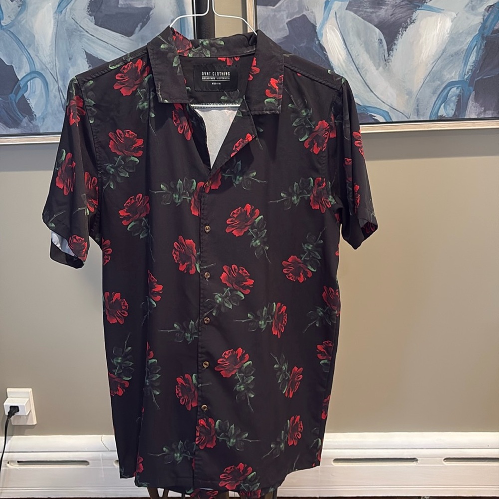 DVNT Clothing Floral Mens Button Down Shirt
